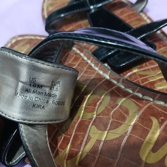 Sam Edelman womens size 10 Kira sandals flats black patent leather - Picture 4 of 5